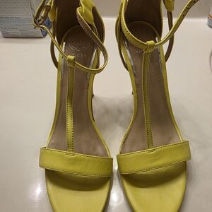 GUESS Yellow T-Strap High Heel Sandals